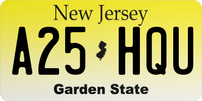 NJ license plate A25HQU