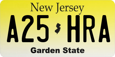 NJ license plate A25HRA