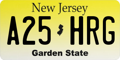 NJ license plate A25HRG