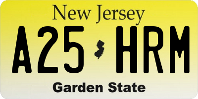 NJ license plate A25HRM