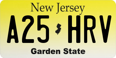 NJ license plate A25HRV