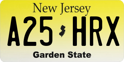NJ license plate A25HRX