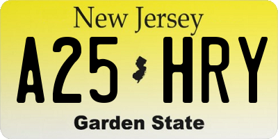 NJ license plate A25HRY