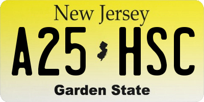 NJ license plate A25HSC