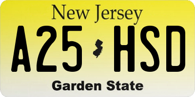 NJ license plate A25HSD