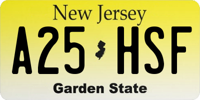 NJ license plate A25HSF
