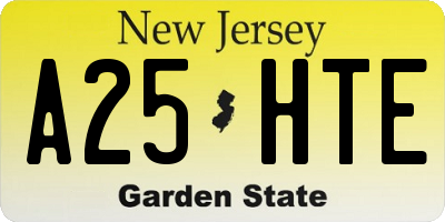 NJ license plate A25HTE