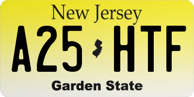 NJ license plate A25HTF