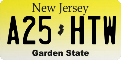 NJ license plate A25HTW