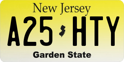 NJ license plate A25HTY
