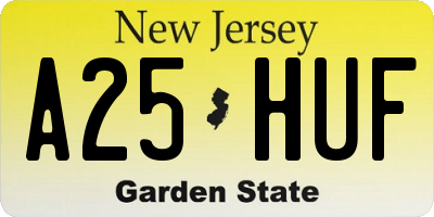 NJ license plate A25HUF
