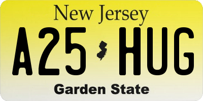 NJ license plate A25HUG
