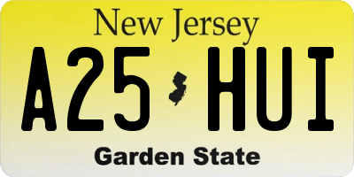 NJ license plate A25HUI