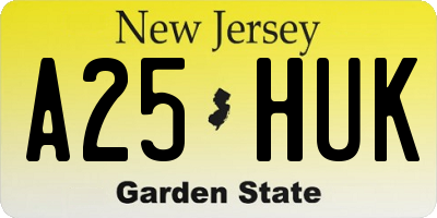 NJ license plate A25HUK
