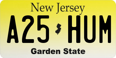 NJ license plate A25HUM