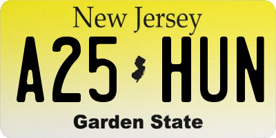 NJ license plate A25HUN