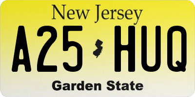 NJ license plate A25HUQ