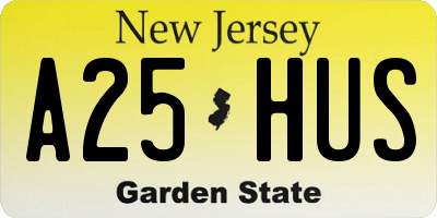 NJ license plate A25HUS