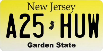 NJ license plate A25HUW