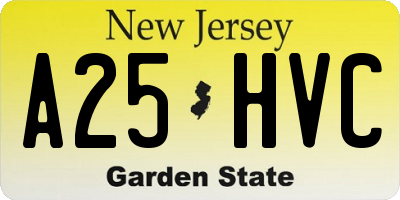NJ license plate A25HVC