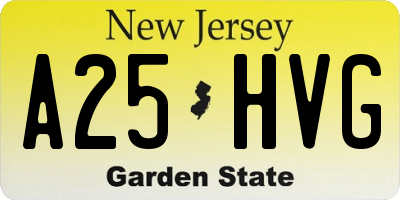 NJ license plate A25HVG