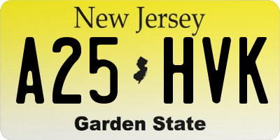 NJ license plate A25HVK