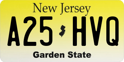 NJ license plate A25HVQ