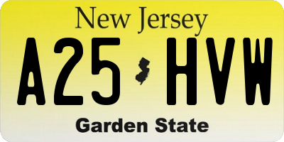 NJ license plate A25HVW