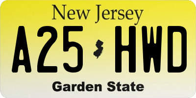 NJ license plate A25HWD