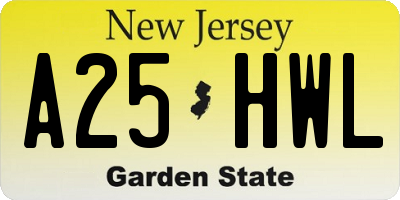 NJ license plate A25HWL