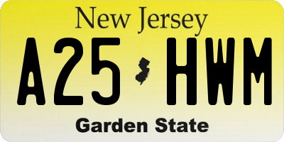 NJ license plate A25HWM
