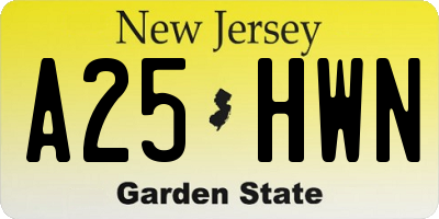 NJ license plate A25HWN