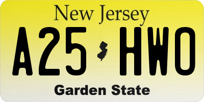 NJ license plate A25HWO