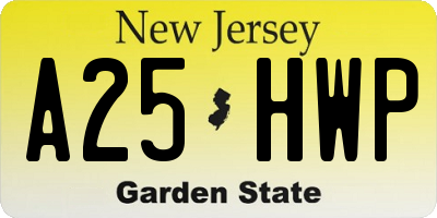 NJ license plate A25HWP