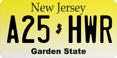 NJ license plate A25HWR