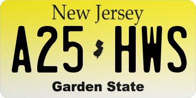 NJ license plate A25HWS