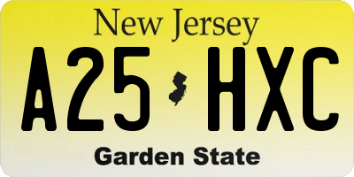 NJ license plate A25HXC