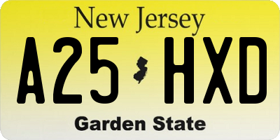 NJ license plate A25HXD