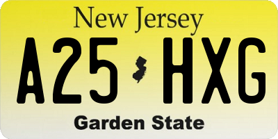 NJ license plate A25HXG