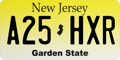 NJ license plate A25HXR