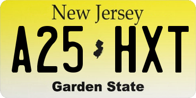 NJ license plate A25HXT