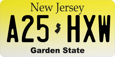 NJ license plate A25HXW