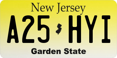 NJ license plate A25HYI