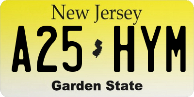 NJ license plate A25HYM