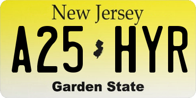 NJ license plate A25HYR