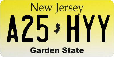 NJ license plate A25HYY