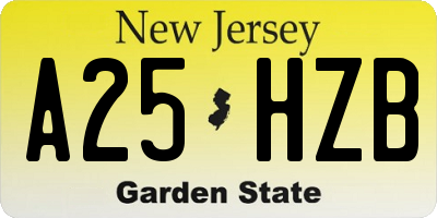 NJ license plate A25HZB