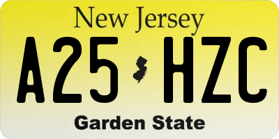 NJ license plate A25HZC