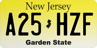 NJ license plate A25HZF