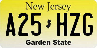 NJ license plate A25HZG
